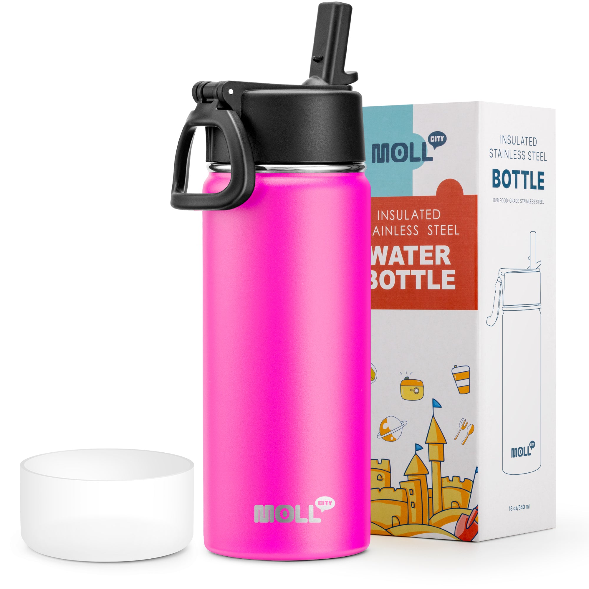 Water Bottle with Straw-18oz