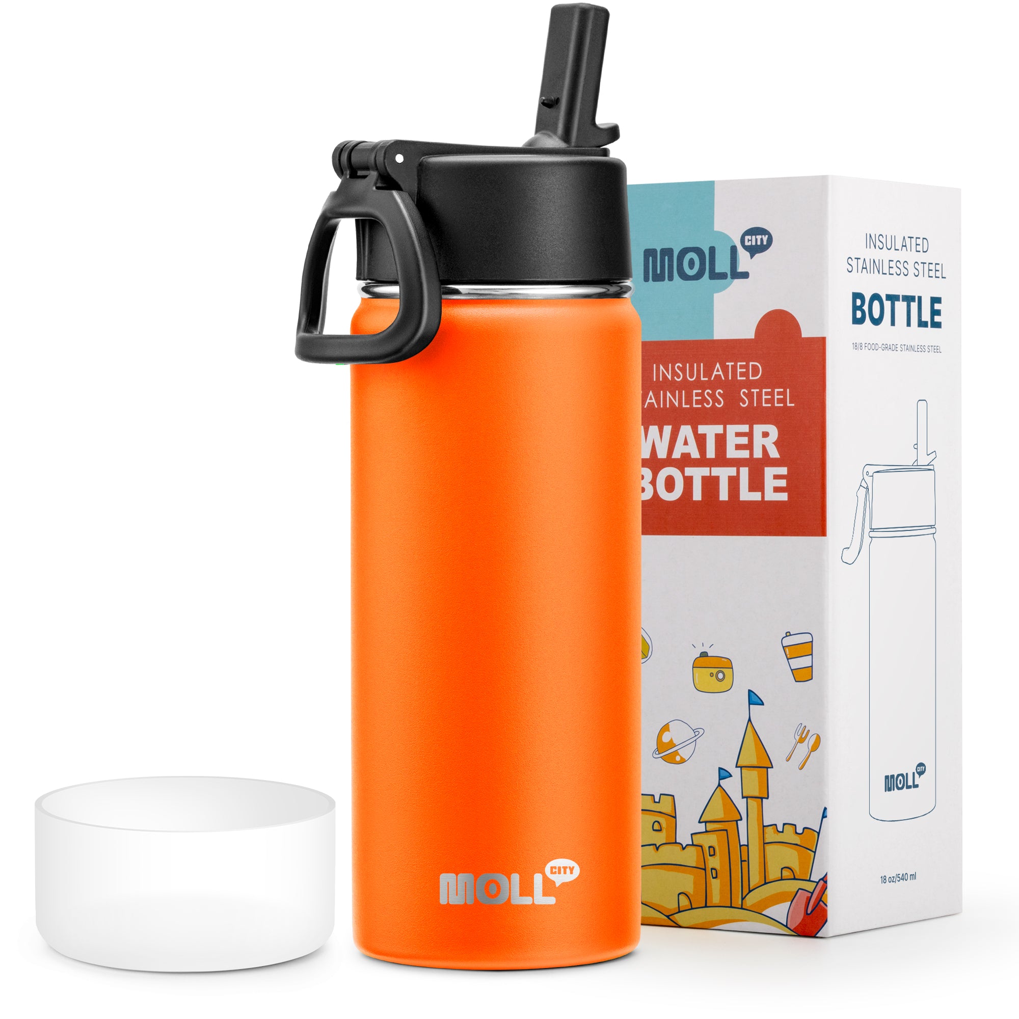 Water Bottle with Straw-18oz