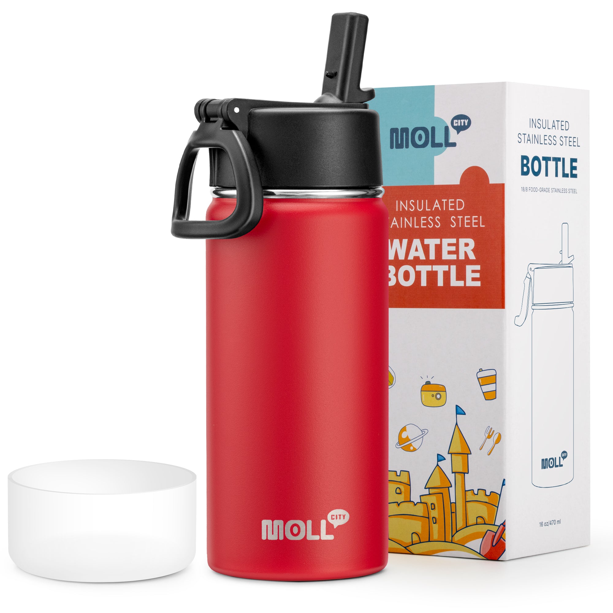 Water Bottle with Straw-16oz