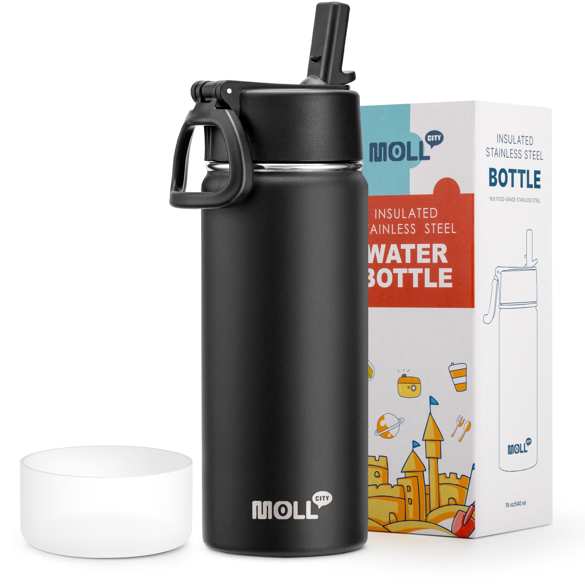 Water Bottle with Straw-18oz