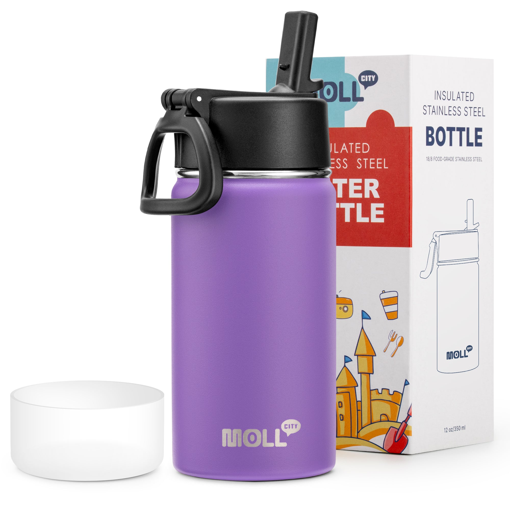 Water Bottle with Straw-12oz