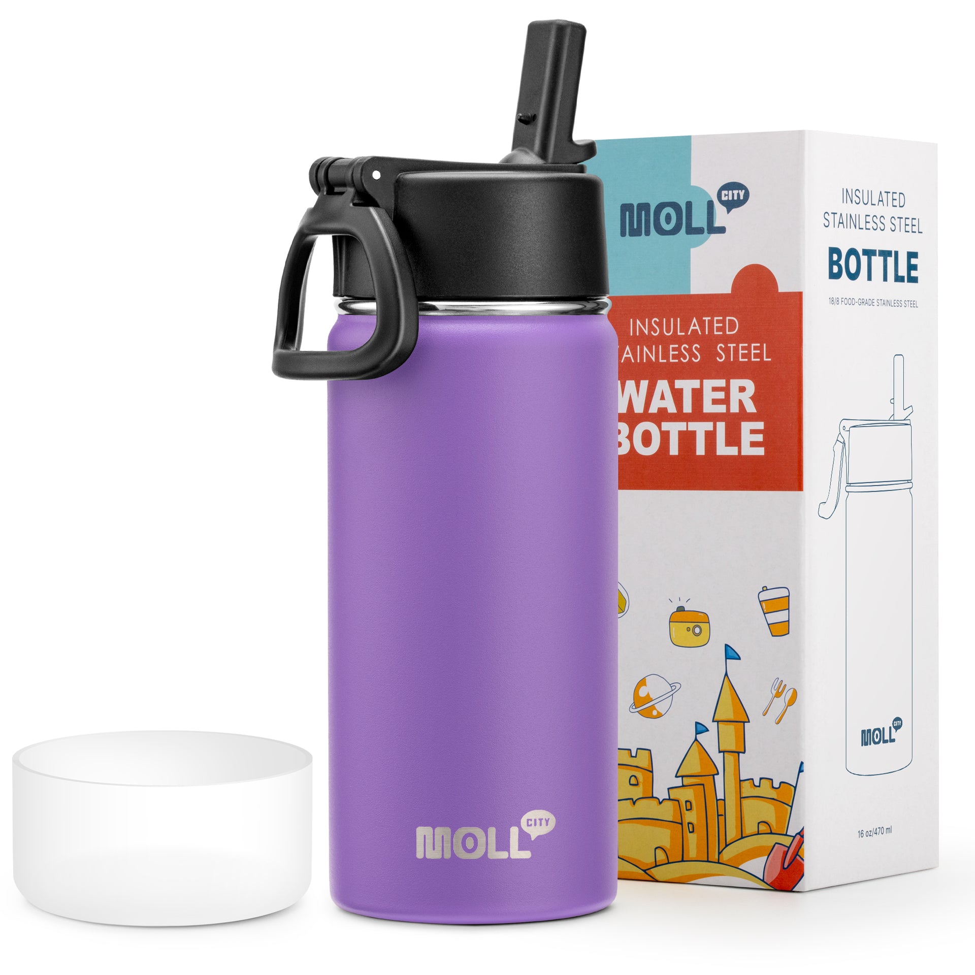Water Bottle with Straw-16oz – MOLL
