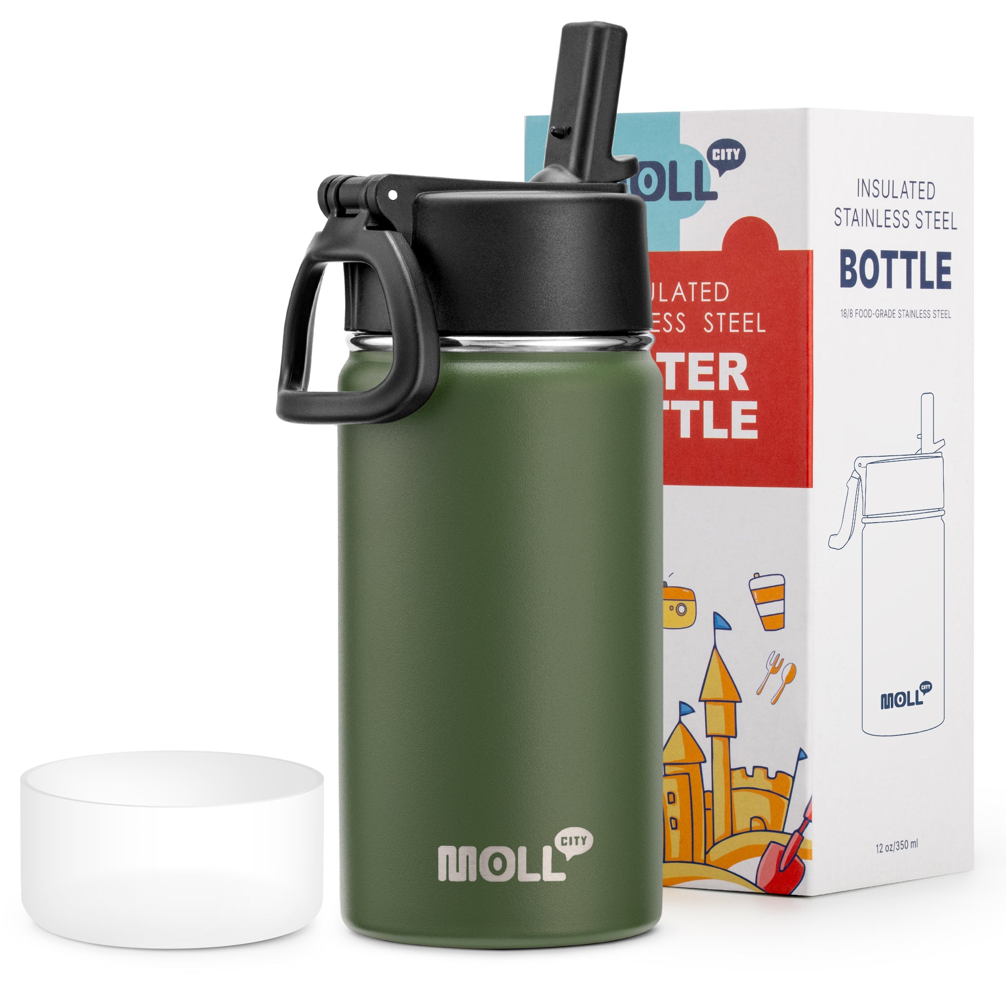 Water Bottle with Straw-12oz