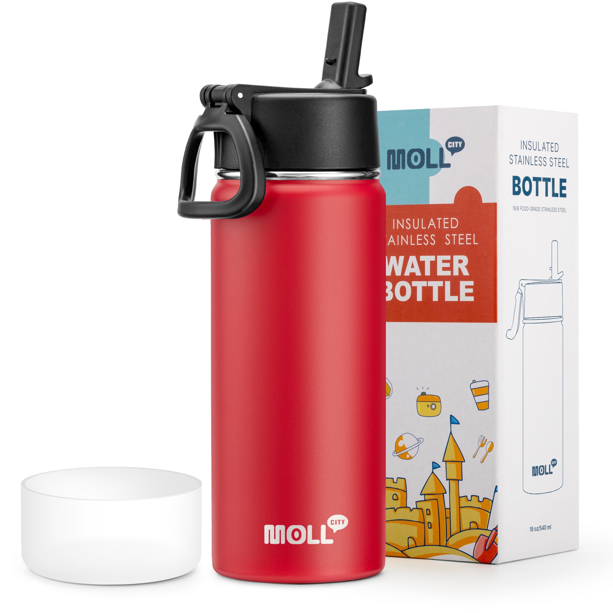 Water Bottle with Straw-18oz
