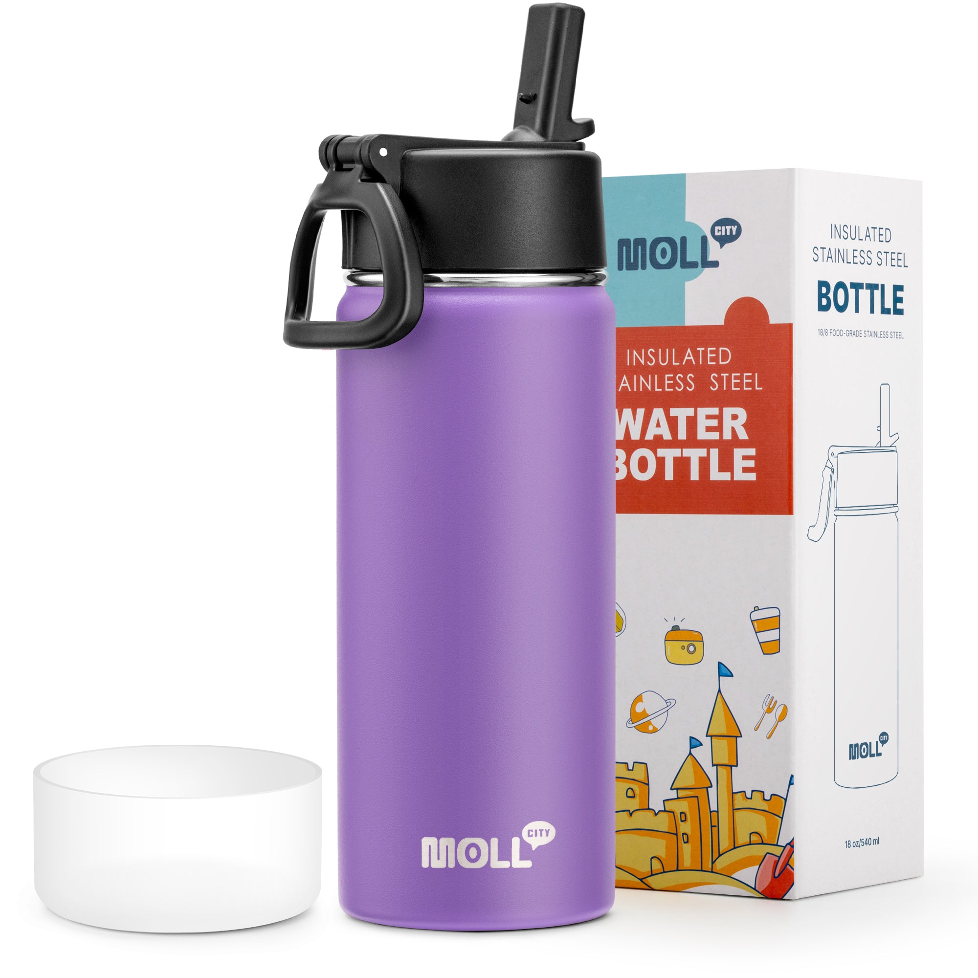 Water Bottle with Straw-18oz