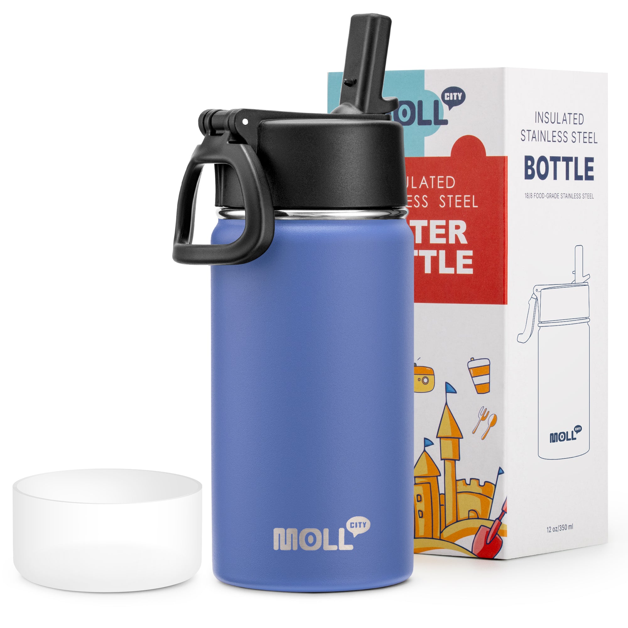 Water Bottle with Straw-12oz