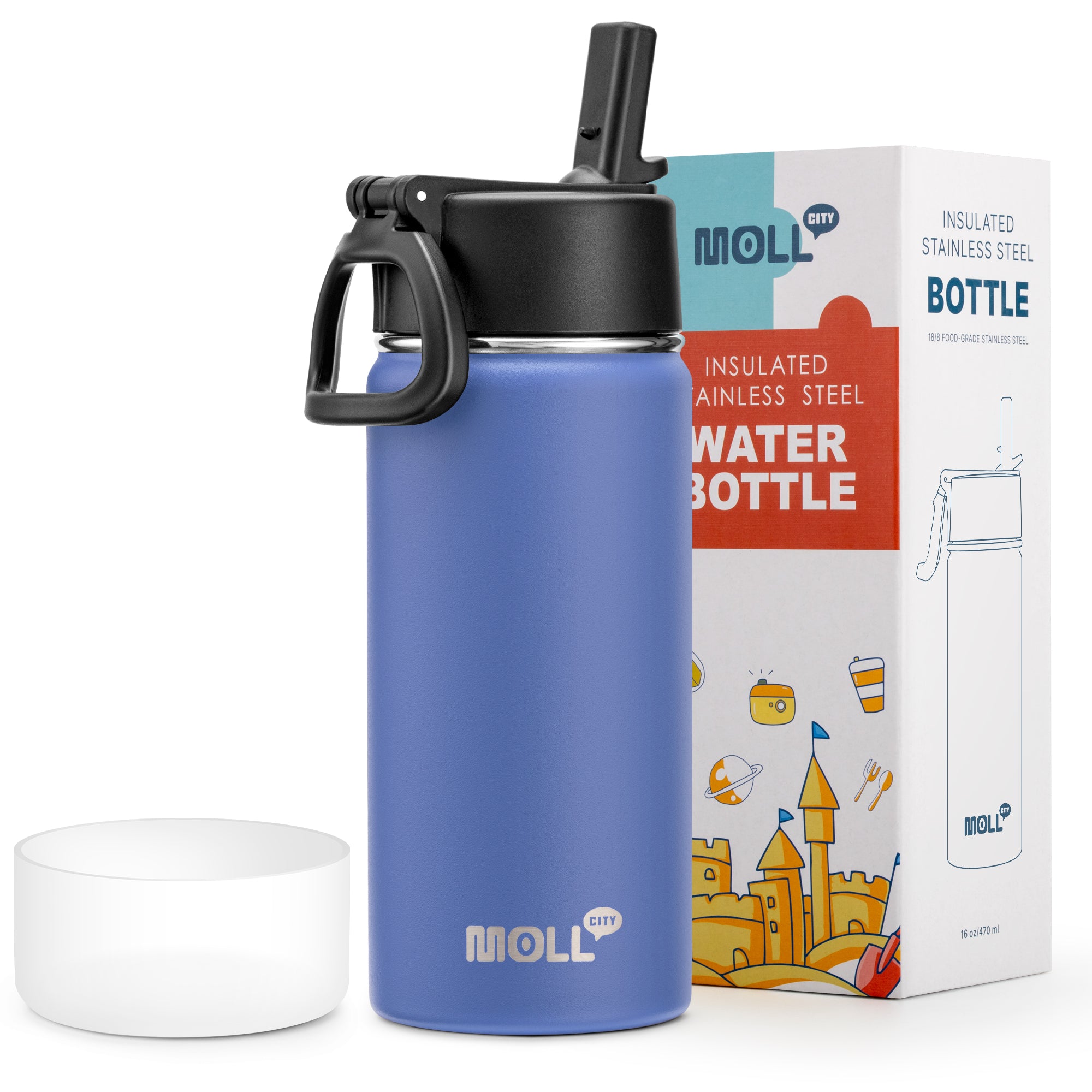 Water Bottle with Straw-16oz