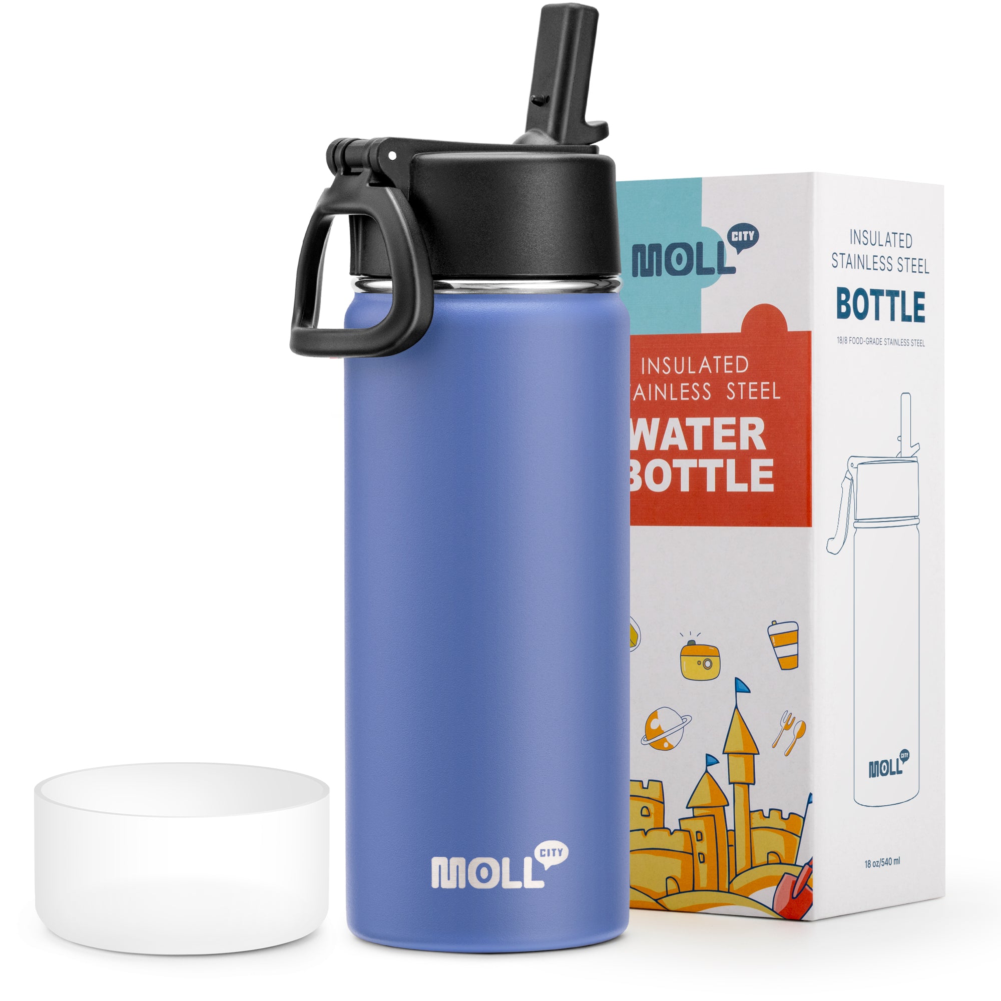Water Bottle with Straw-18oz
