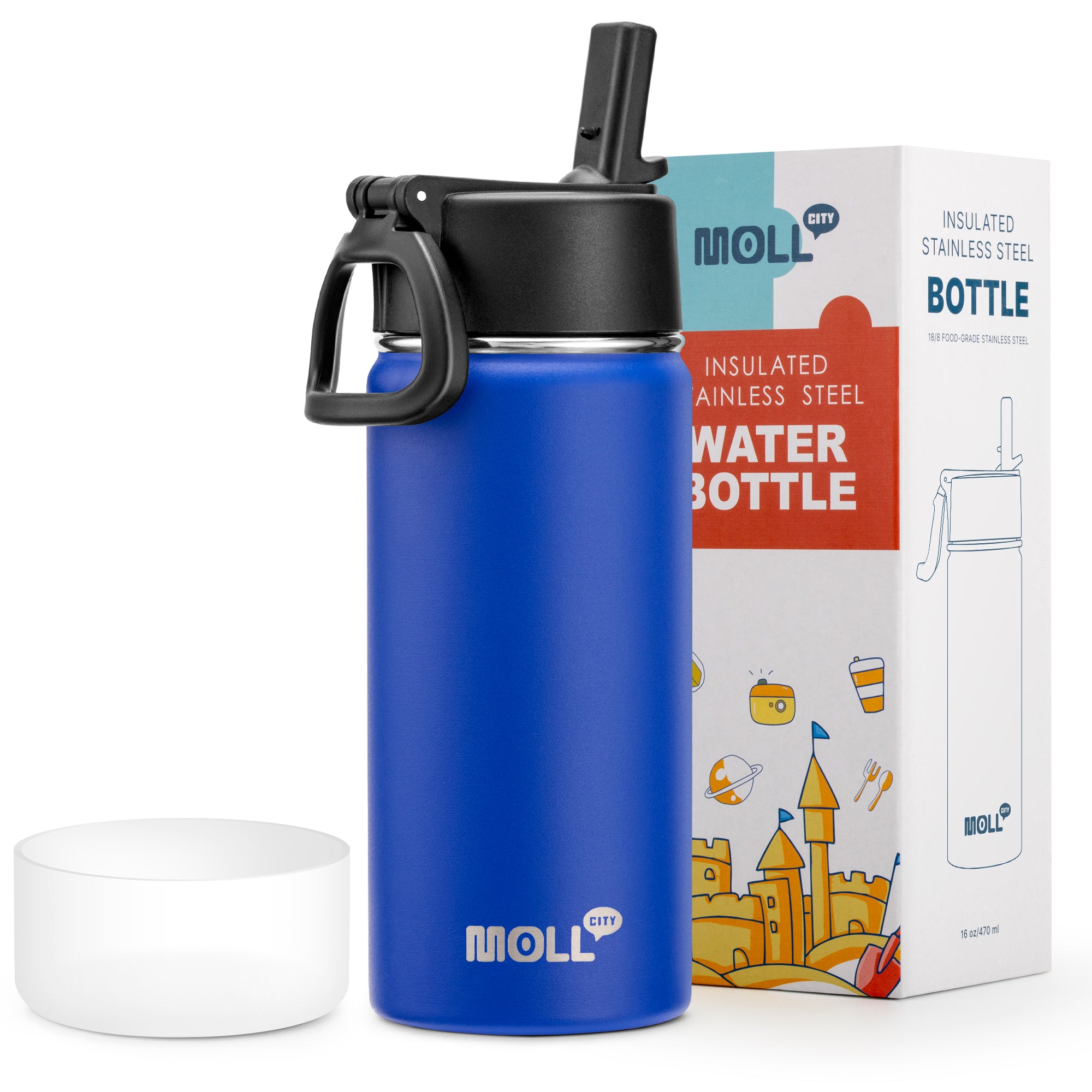 Water Bottle with Straw-16oz