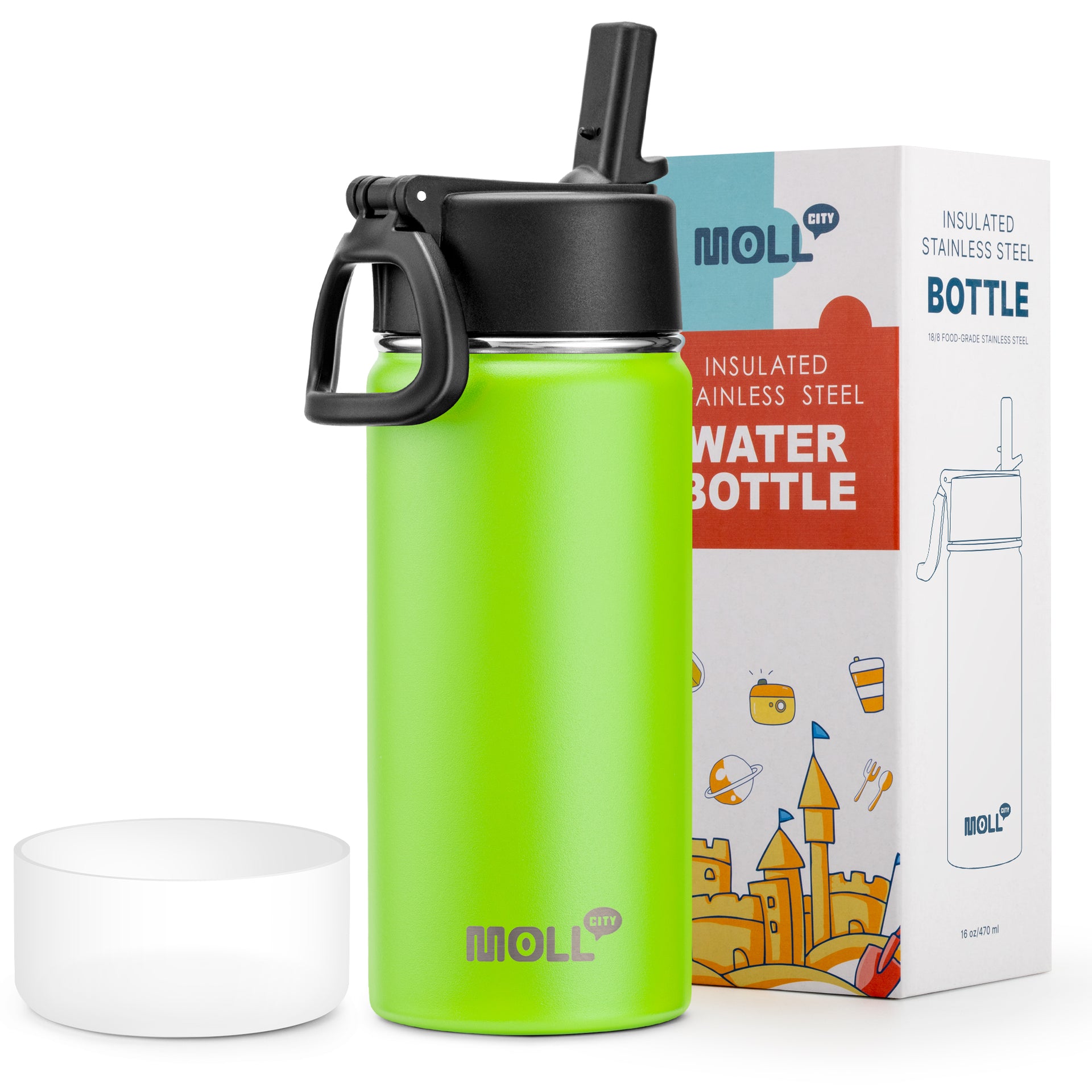 Water Bottle with Straw-16oz  MOLL