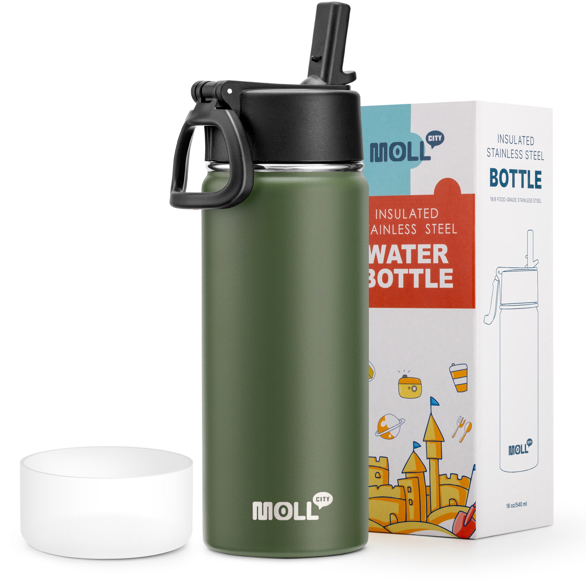 Water Bottle with Straw-18oz