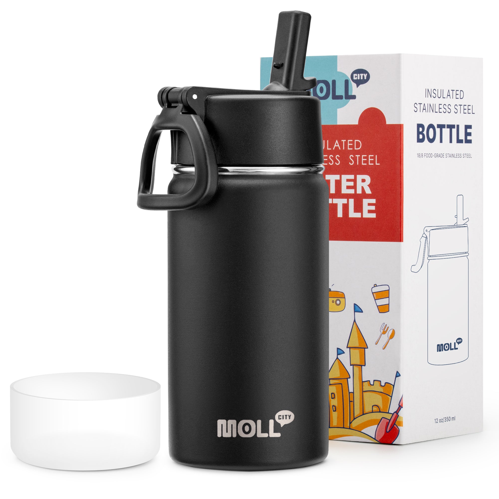 Water Bottle with Straw-12oz