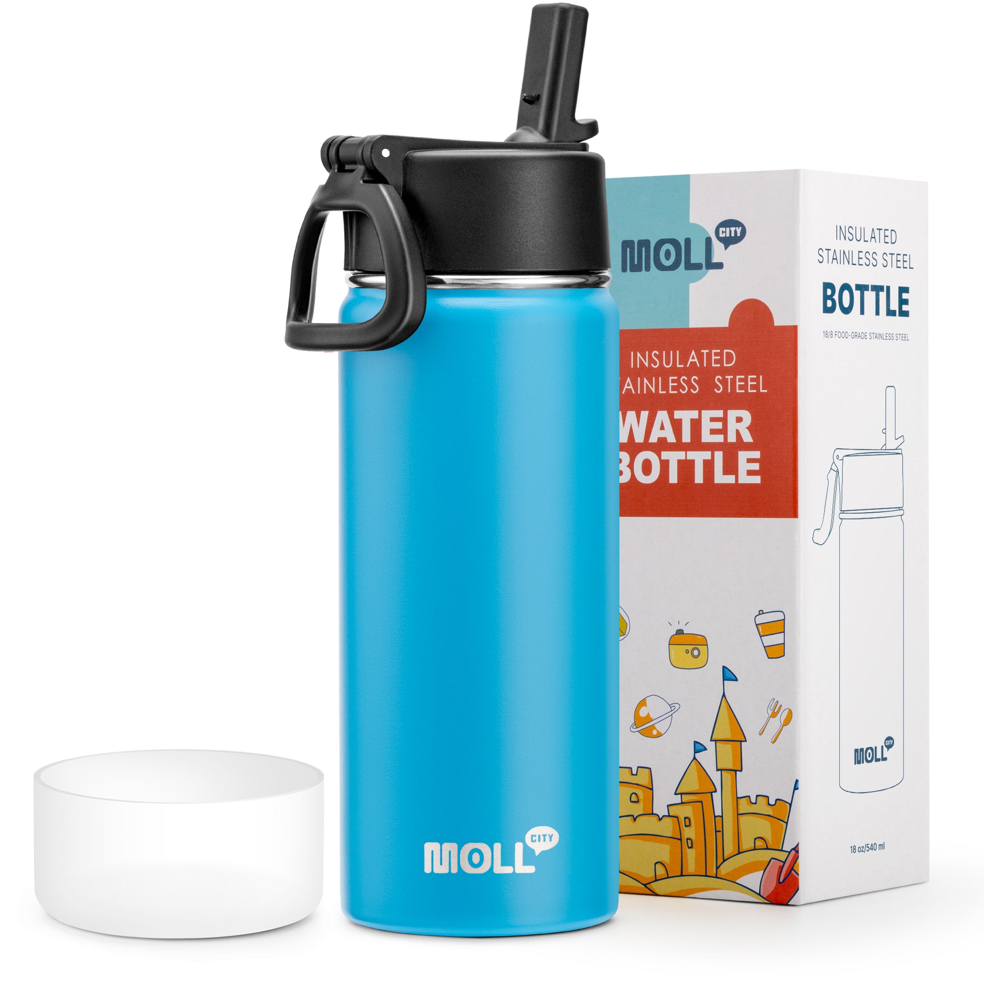 Water Bottle with Straw-18oz