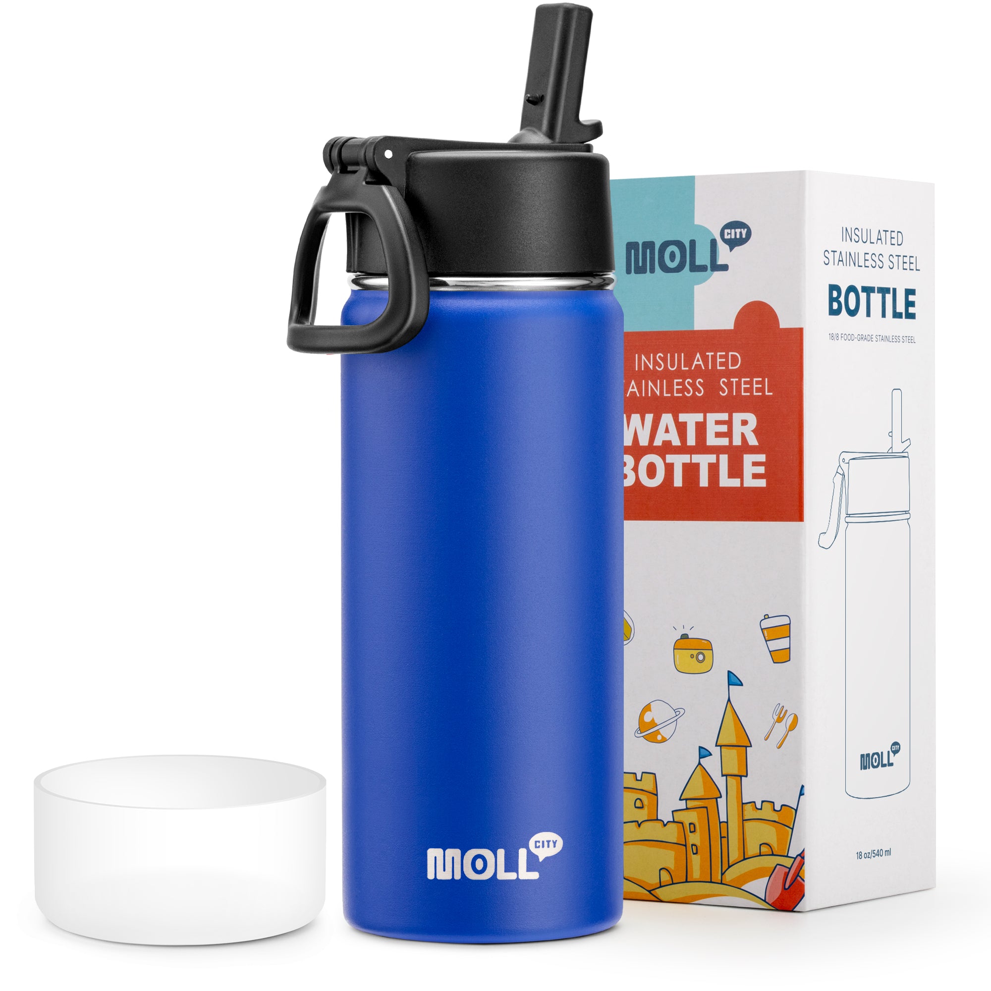 Water Bottle with Straw-18oz