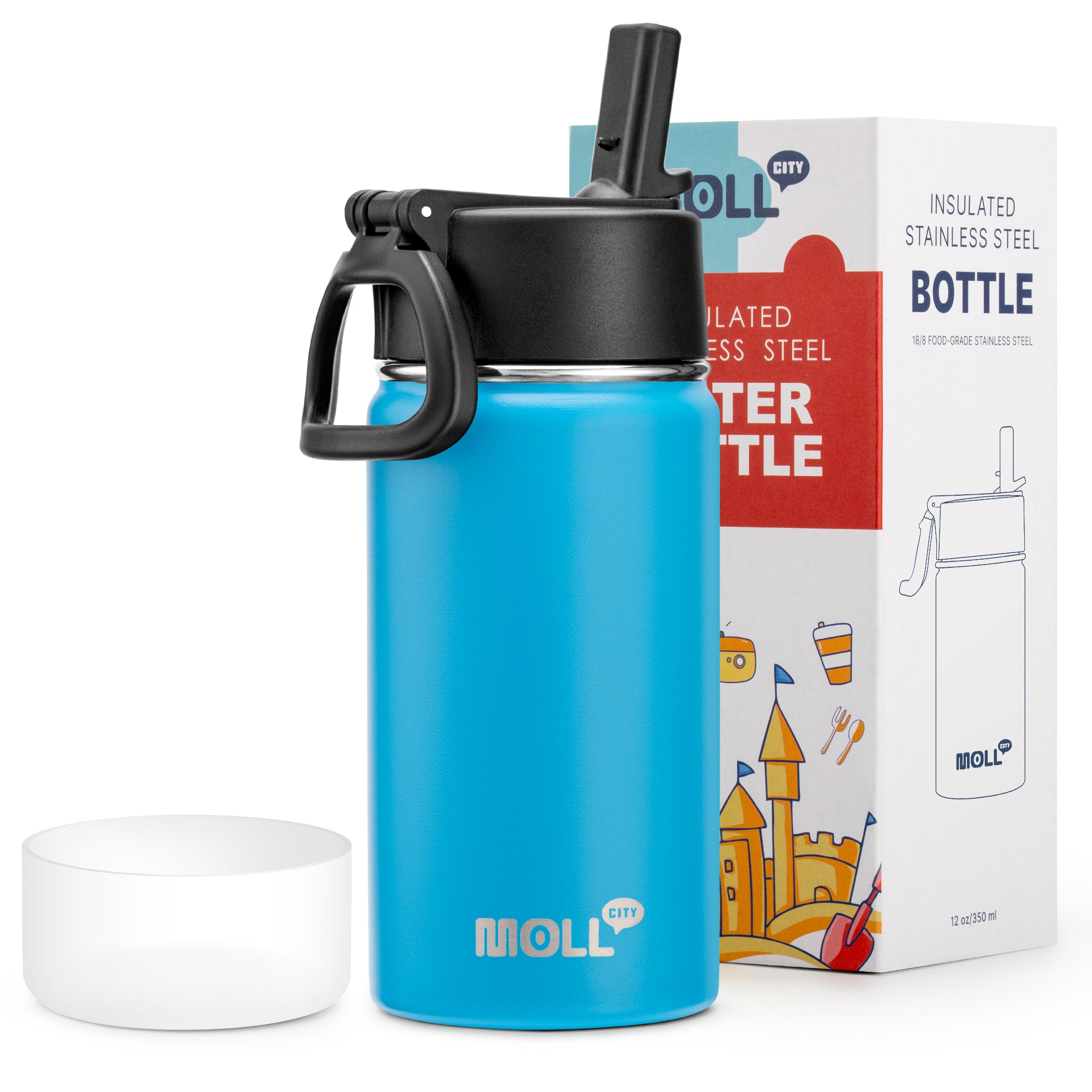 Water Bottle with Straw-12oz