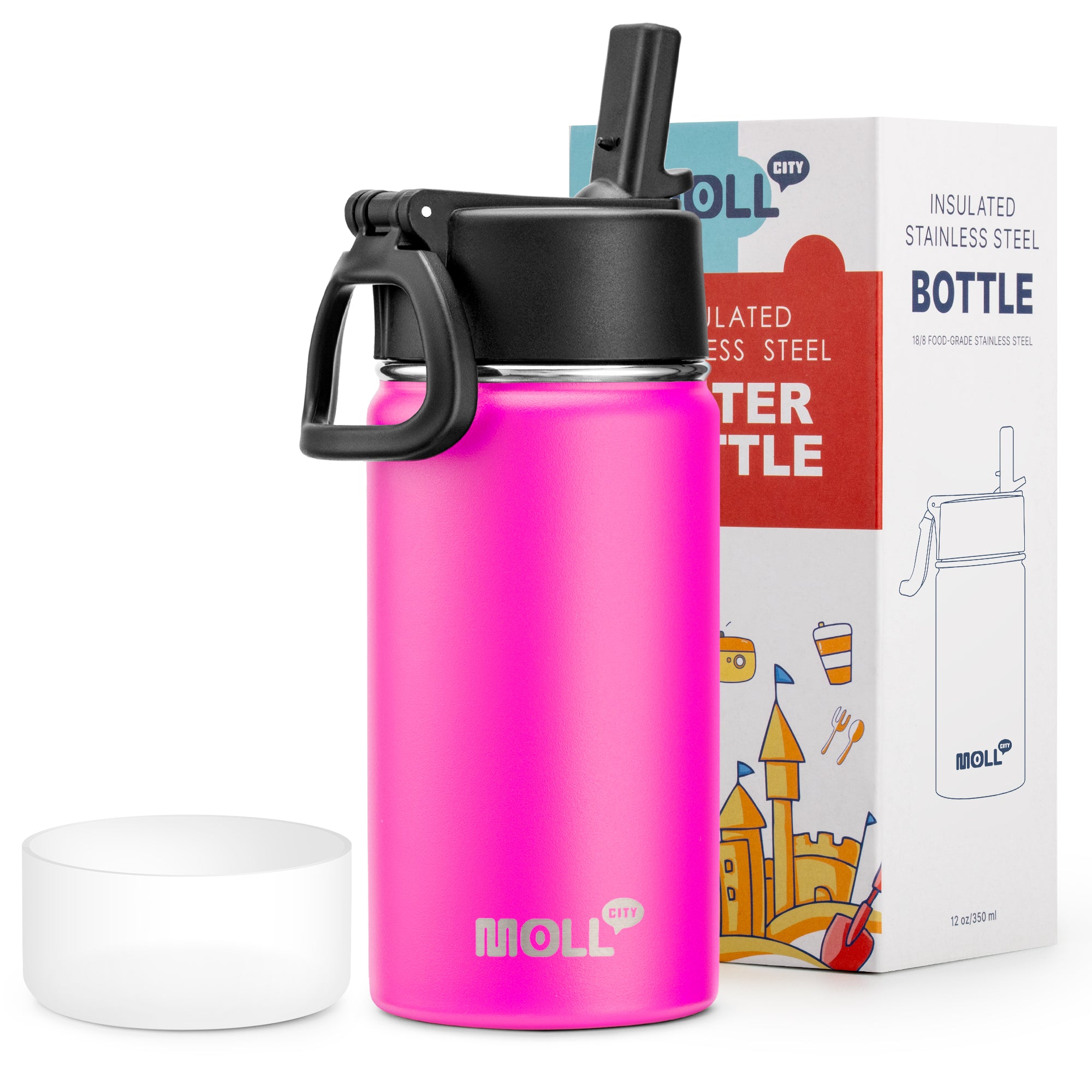 Water Bottle with Straw-12oz